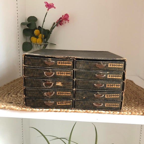 Vintage > Apothecary Number Labeled Cardboard Storage Box Craft Room Storage